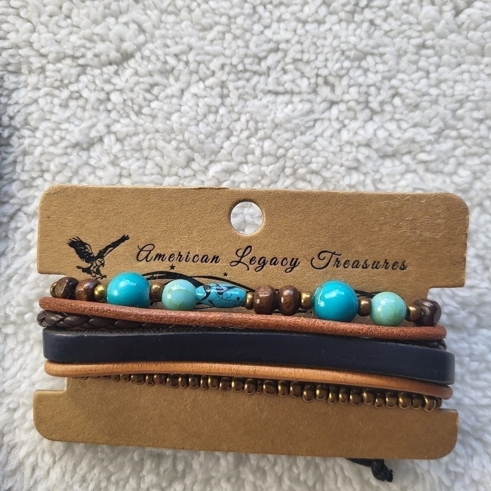 American Legacy Treasures Bracelets and Magnesite Turquoise Beaded Necklace NWT - Picture 3 of 7